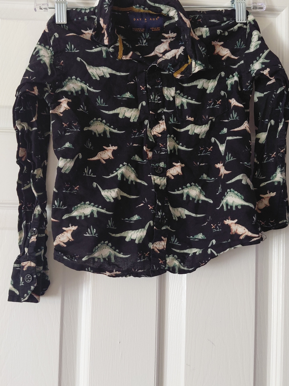 Boys' Black Dinosaur Print Button-Down Shirt